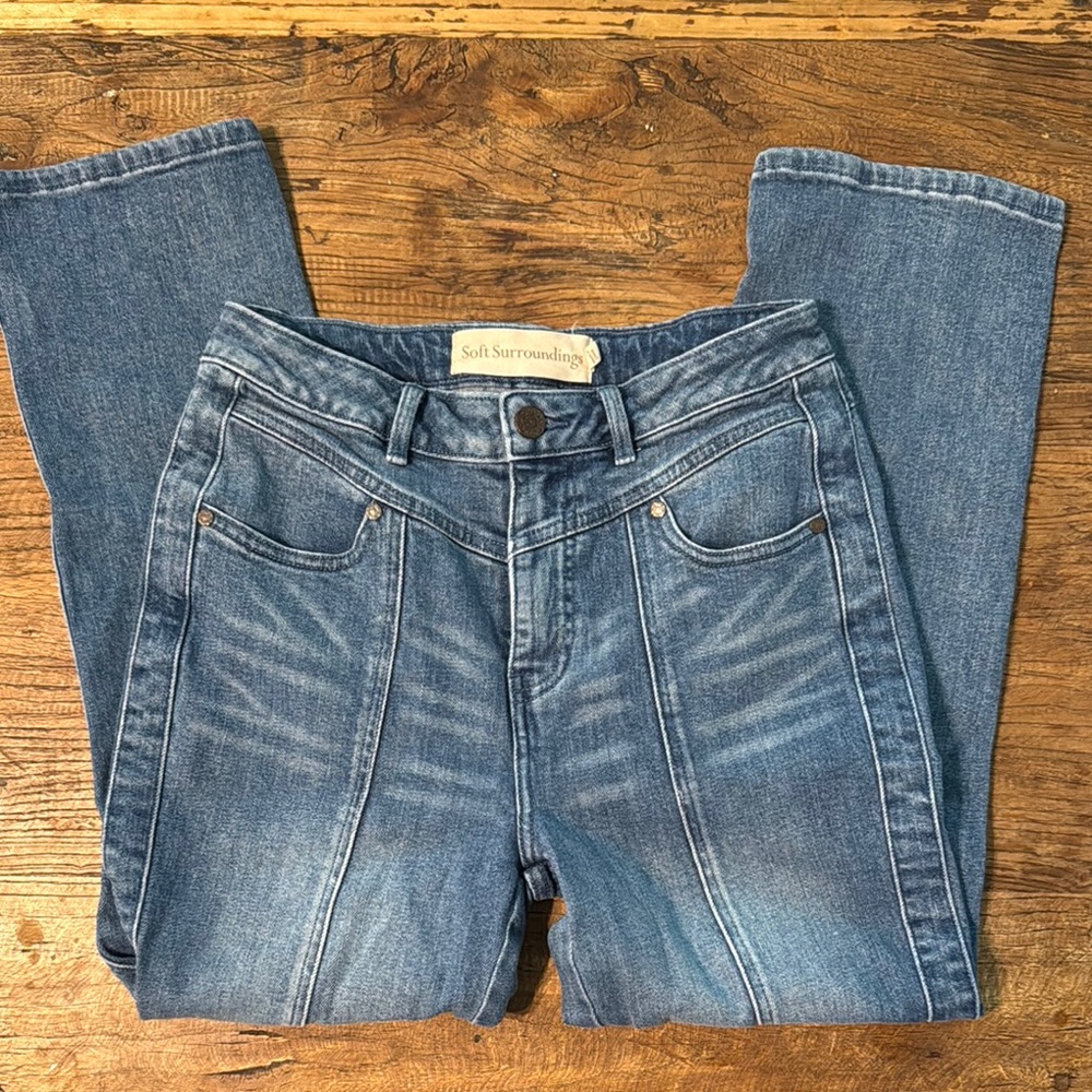 Soft Surroundings Blue Straight Leg Jeans size2‎ fun boxdur1